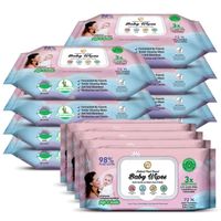 Mom & World Natural 98% Pure Water Baby Wipes, Plant Based , 3x Soothing - Pack Of 12