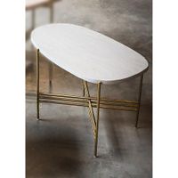 Living With Elan Pietra Oblong Polished Brass Finish Table - Grey Sandstone