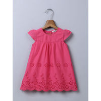 Beebay Girls Schiffli Embroidered Dress - Pink