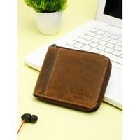 Teakwood Men Brown Solid Genuine Leather Zip Around Wallet