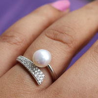 Ornate Jewels Single Pearl Ring In 925 Sterling Silver