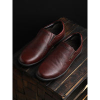 EZOK Maroon Leather Slip on Casual Shoes