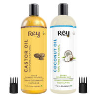 Rey Naturals Castor & Coconut Oil Cold Pressed 100% Pure & Natural Hair Oil Combo