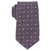 The Tie Hub Grey Silk 7 Fold Necktie With White Dots