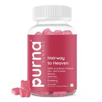 Purna Gummies 5000mcg Biotin Cranberry Gummies for Healthy Hair and Nails, 30 Day Pack