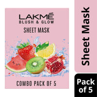 Lakme Blush & Glow Sheet Mask Pack of 5 Fruit Facial Like Glow!