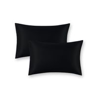 Dreams Satin Silky Soft Pillow Covers For Hair And Skin Care - 16 X 24 Inch - Set Of 2 (Black)