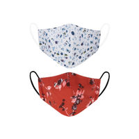 VEA Kids 6 -14 Yrs Cotton 5 Layered Filtration Mask-Pack of 2 White Small Flower & Red Flower