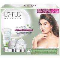 Lotus Herbals WhiteGlow Day & Night Pack With WhiteGlow 3-in-1 Skin Whitening Free Face Wash Worth Rs.240