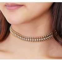 Fabula Gold & White Stone Studded Fashion Jewellery Choker Necklace