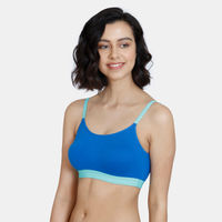 Zivame Beautiful Basics Double Layered Non Wired Full Coverage Bralette - Princess Blue