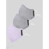 Van Heusen Anti Bacterial Cloth Mask With Head Band Converter, Pack Of 3 - Multi-color (Free Size)