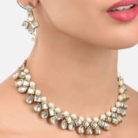 Zaveri Pearls Gold Tone Traditional Kundan & Pearls Necklace & Earring Set - ZPFK8675
