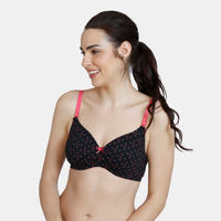 Zivame Rosaline Everyday Padded Non-Wired 3/4th Coverage T-Shirt Bra - Anthracite