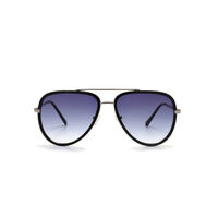 French Connection Blue Lens Aviator Sunglass Full Rim Black Frame With Gradient (FC 7590 C3)