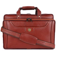 HiLEDER Pure Ndm Leather 16.5" Briefcase Laptop Messenger Office Bag, Tan