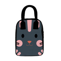 Crazy Corner Grey Cat Face Printed Insulated Canvas Lunch Bag