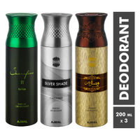 Ajmal Sacrifice II, Silver Shade & Wisal Dhahab Parfum Deodorant For Men - Pack Of 3