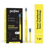Perfora Electric Toothbrush Battery Powered 2 Brush Heads Sunshine Yellow