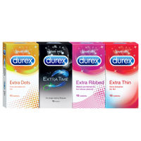 Durex Multi-Pack Condoms (Extra Thin, Extra Dotted, Extra Ribbed, Extra Time) - 10 count (Pack of 4)