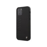BMW Signature Logo Imprint Hot Stamp Leather Hard Case For Iphone 12 Pro Max (6.7") - Black