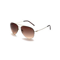 French Connection Brown Lens Aviator Sunglass Half Rim Gold Frame With Gradient (FC 7562 C1)