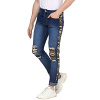 Urbano Fashion Men Blue Slim Fit Distressed Military Camouflage Jeans (30)