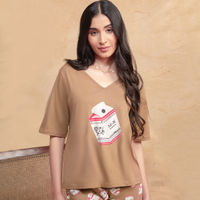 Nykd by Nykaa X Masaba Cotton Half sleeve T-Shirt - Brown NYS089