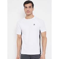 Athlisis Men White Solid Dry Plusrunning T-shirt