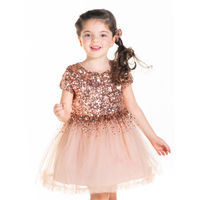 Cherry Crumble by Nitt Hyman Salmon Sequins Dress With Bow And Clip - Pink
