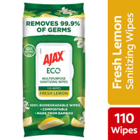 Ajax Eco Multipurpose Sanitizing Wipes, (Fresh Lemon/110 Wipes)