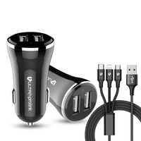UltraProLink Um0082 Zipkit 2.4a Dual Usb Car Charger With 3 In 1 Fast Charging Cable 12w
