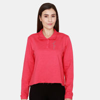 Zivame Fleece Marl Knit Cotton Sweatshirt With Soft Brushed Back - Raspberry Wine