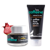 MCaffeine Exfoliate Coffee Body Scrub & Espresso Face Scrub Combo for Tan & Blackhead Removal