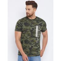 98 Degree North Olive Green Camouflage Print T-shirt