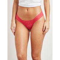 N-Gal Women's Cheeky Lace Mid Waist T Back Thong Panty - Pink