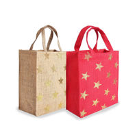 Earth Bags Handbags GOLD STAR JUTE GIFT BAG (PACK OF 2) RED & BEIGE