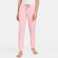 Zivame Rosaline Starry Nights Knit Cotton Pyjama - First Blush