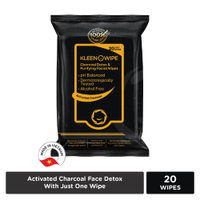 KleenOWipe Activated Charcoal Detox & Purifying Facial Wipes - 20Pcs