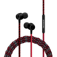 Crossloop Pro Series Braided Tangle Free Designer Earphone with Mic (Red & Black)