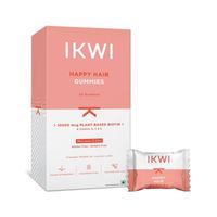IKWI Happy Hair Gummies With Plant Based Biotin 10000 Mcg + Vitamin A, C, E & Watermelon