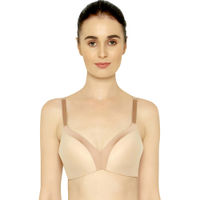 Triumph Lightly Padded Non Wired Full Cup Bra Velvet Feel Fabric For Big Cup Bra - Nude
