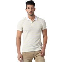 Peter England Casuals White Striped T-Shirt
