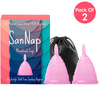SanNap FDA Approved Reusable Menstrual Cup with Medical Grade Silicone - Large (Pink) Pack of 2