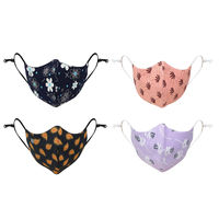 Bonjour Women's Cotton Printed Face Mask with Adjustable Ear loops - Pack of 4 - Multi-Color