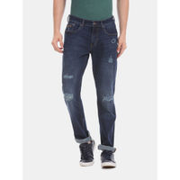 Aeropostale Blue Skinny Fit Cotton Stretch Distressed Jeans