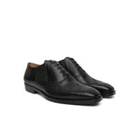 Saint G Black Leather Square Toe Lace Up Slip On Shoes