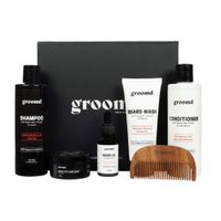 Groomd Hair & Beard Care Kit For Men Anti Hair Shampoo, Hair Styling Clay Beard Wash