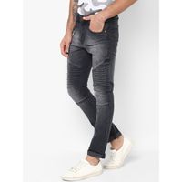 Urbano Fashion Men Dark Grey Biker Pattern Slim Fit Jeans Stretchable (30)