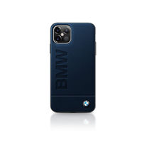 BMW Signature Logo Imprint Hot Stamp Leather Hard Case For Iphone 12 Pro Max (6.7") - Navy Blue